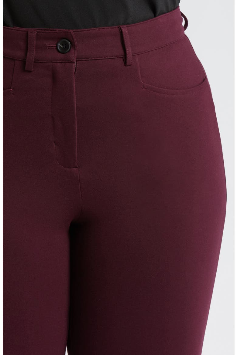 High Waist Stretch Ponte Cigarette Pants, Alternate, color, BLACK CHERRY