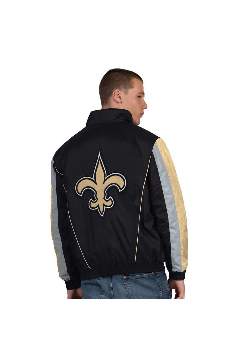 STARTER Men's Starter Black New Orleans Saints Thursday Night Gridiron Half-Zip Jacket, Alternate, color,