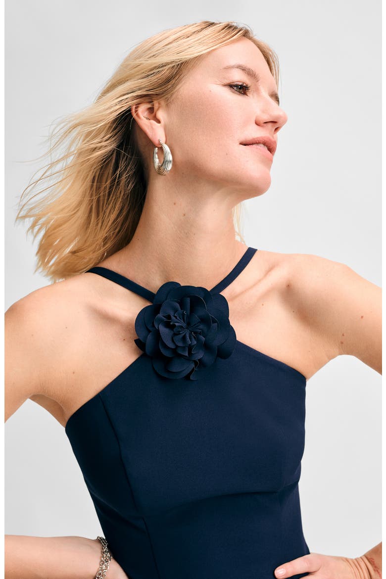 Rosette Cocktail Dress, Alternate, color, NAVY