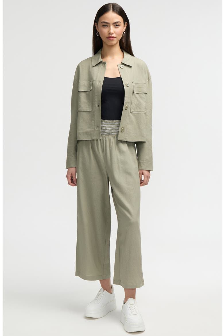 Smocked Waist Cropped Pants, Alternate, color, SAGE