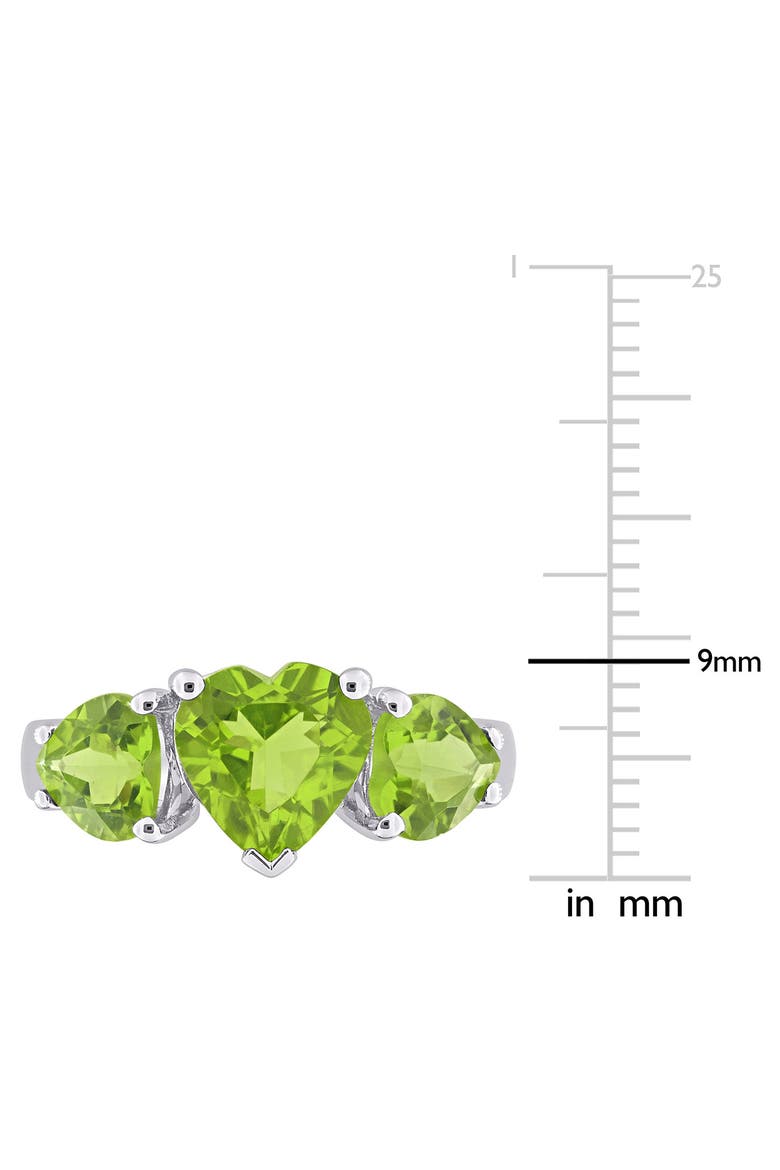 Sterling Silver Heart Cut Trio Peridot Ring, Alternate, color, GREEN