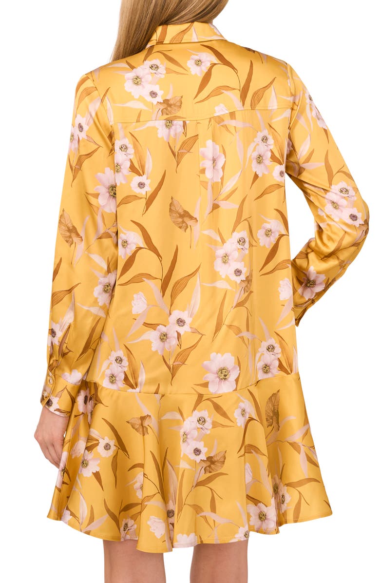 Ted Baker Floral Long Sleeve Mini Shirtdress, Alternate, color, Fresh Apricot