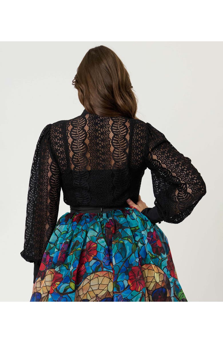 Unique Vintage Long Sleeve Neck Tie Gwen Blouse, Alternate, color, Black Lace