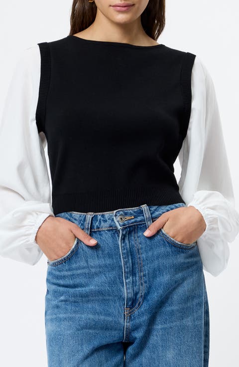 Maxime Layered Look Sweater Vest