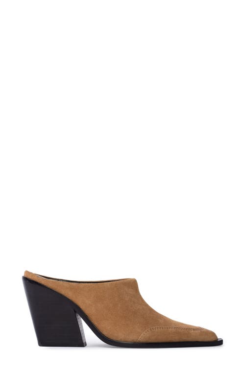 Black Suede Studio Suede Block-heel Western Mules In Toasted Coconut