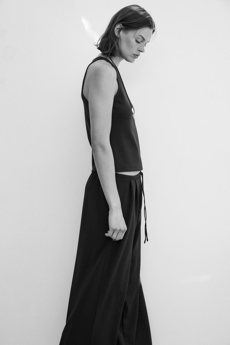 Pleated Drawstring Pants, Alternate, color, Dark brown