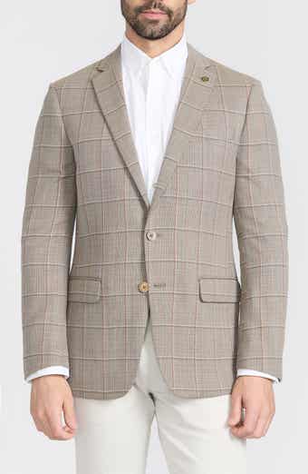 CRICKETEER Tan Windowpane Check Wool Blend Blazer