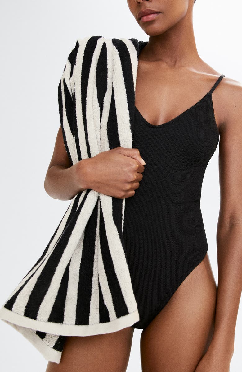 MANGO Textured One-Piece Swimsuit, Alternate, color, 