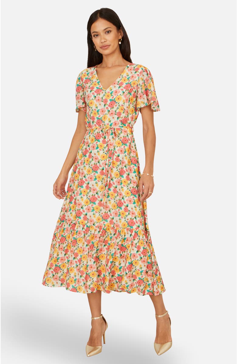Yumi Midi Tea Dress, Main, color, Multi