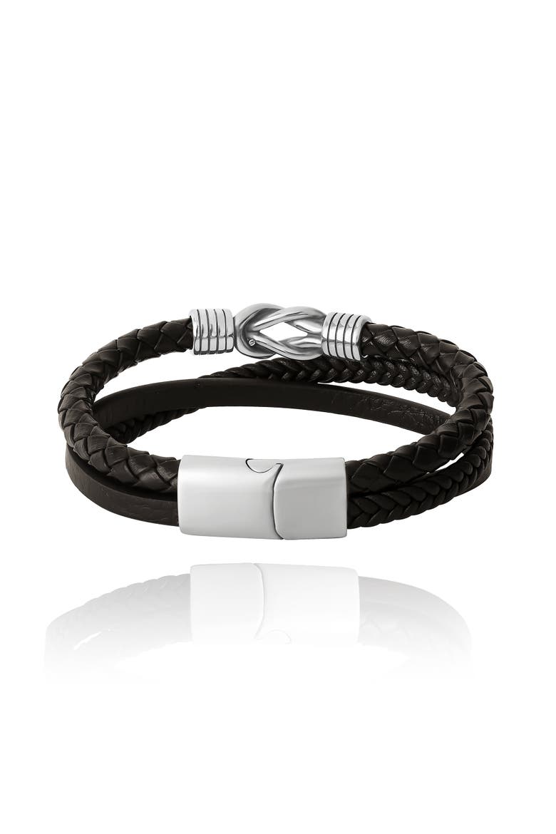 Knot 3-Row Super-fiber Bracelet, Alternate, color, black, silver