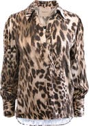 THEO The Label Danae Leopard Print Henley Shirt