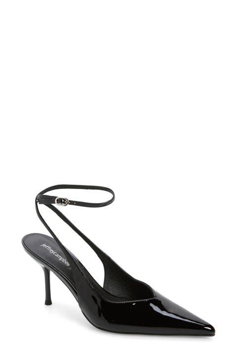 Executive Ankle Strap Pointed Toe Slingback Pump (Women)