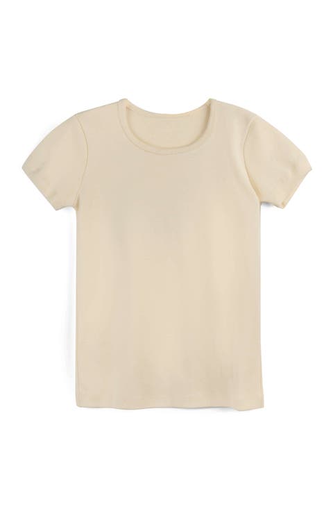 Organic Cotton Short Sleeve Ribbed Scoop Neck Tee