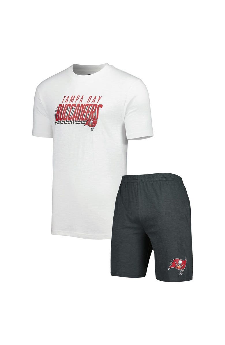 CONCEPTS SPORT Men's Concepts Sport Charcoal/White Tampa Bay Buccaneers Downfield T-Shirt & Shorts Sleep Set, Main, color, Charcoal