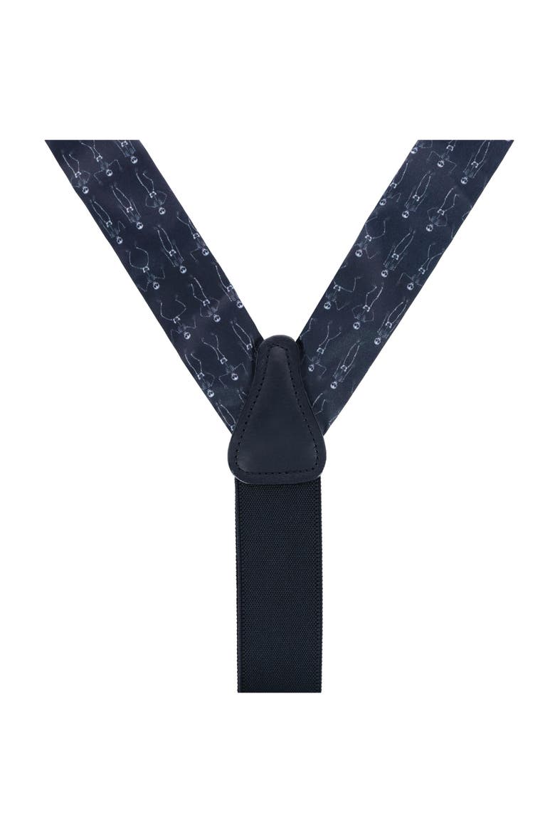 Davy Bones the Dancing Skeleton Silk Button End Suspenders, Alternate, color, Black