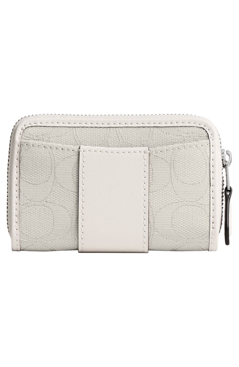 COACH Essential Signature Jacquard & Leather Zip Around Card Holder, Alternate, color, Cloud Chalk