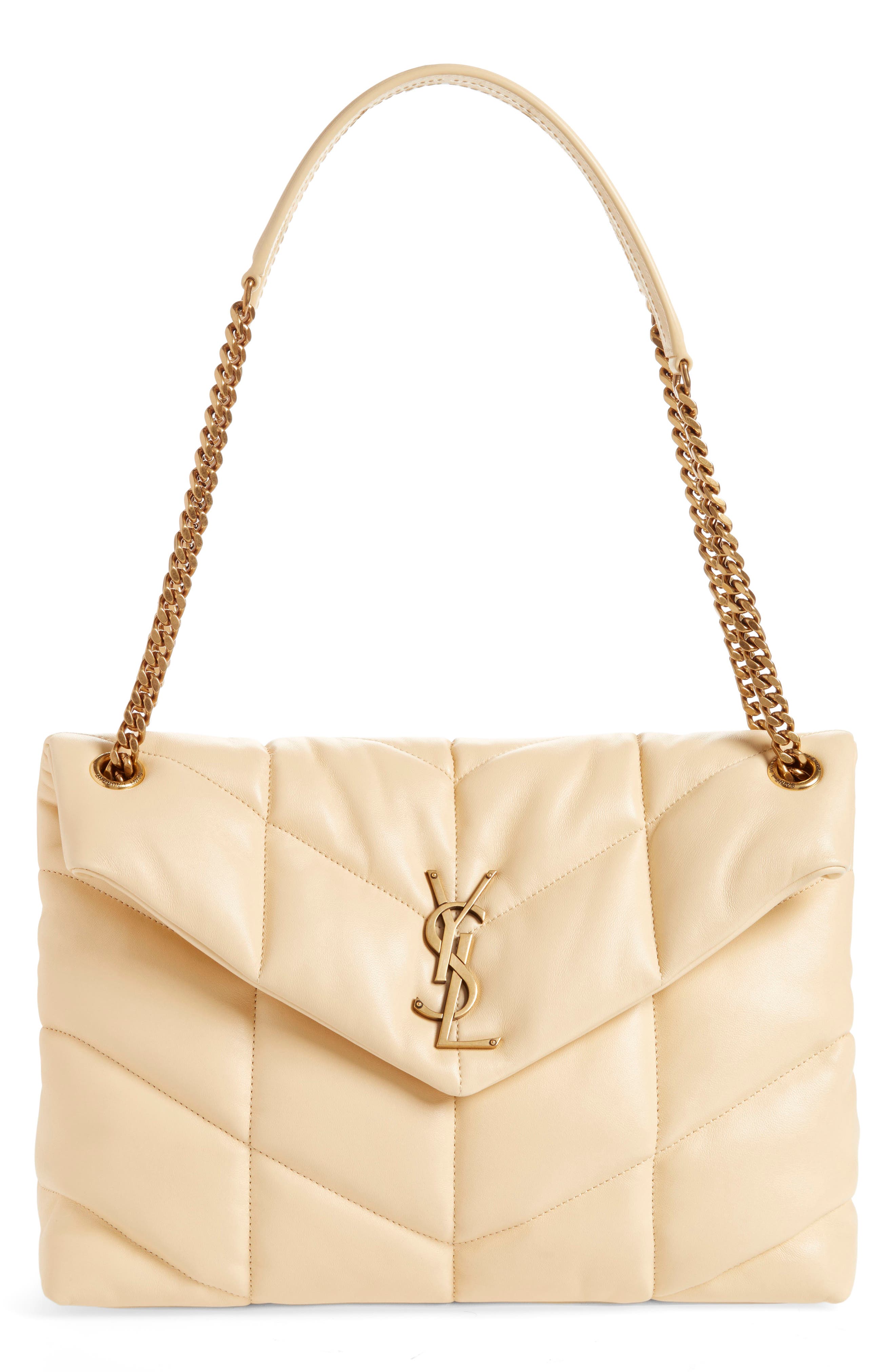 Medium Loulou Puffer Quilted Leather Crossbody Bag, Main, color, JAUNE PALE