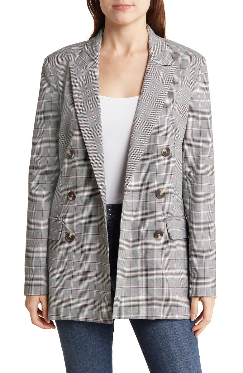 WAYF Plaid Double Breasted Blazer, Main, color, 