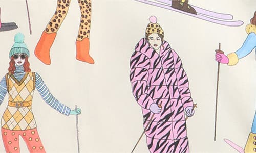 Karen Mabon Skiing Print Long Pajamas In Neutral