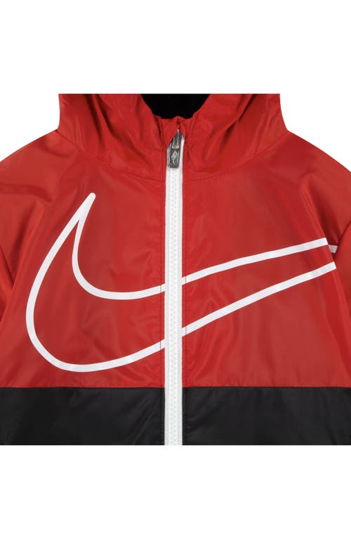 Nike Kids' Swoosh Fleece Lined Windbreaker Jacket In University Red
