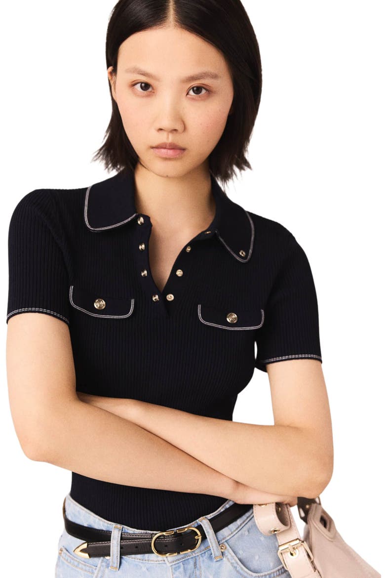 Short-sleeve polo shirt, Alternate, color, Navy