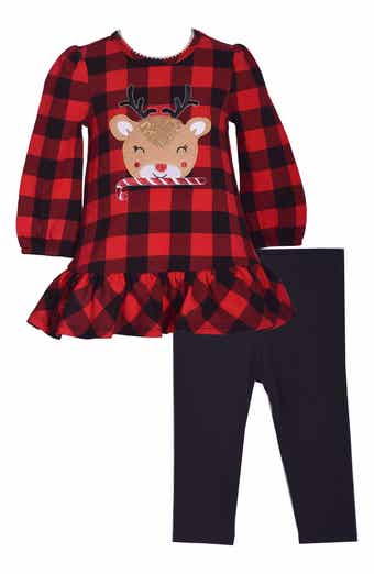 Bonnie Jean Reindeer Buffalo Check Tunic & Leggings