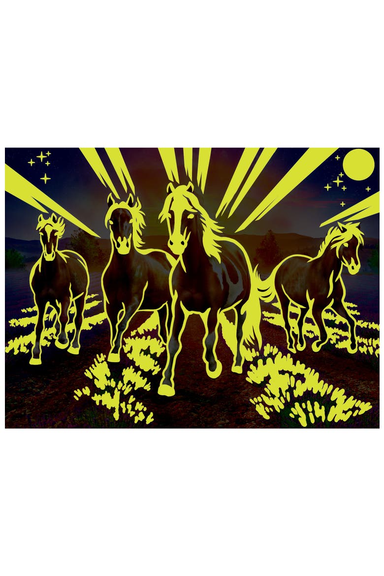 Wild Stallions 300 Piece Glow Puzzle, Alternate, color, Multicolor