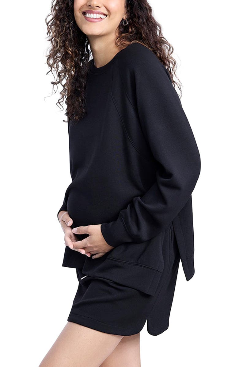 MOTHERHOOD MATERNITY Long Sleeve With Side Slits Scuba Raglan Top, Alternate, color,