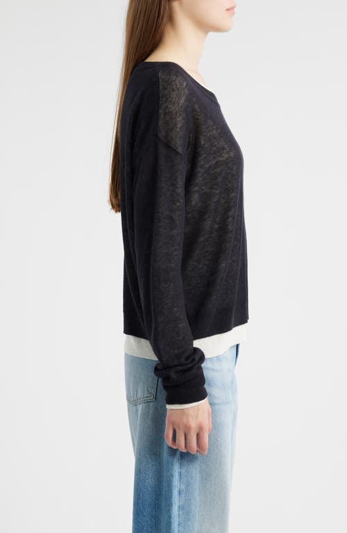 Hugo Boss Boss Femok Contrast Wool Blend Sweater In Black