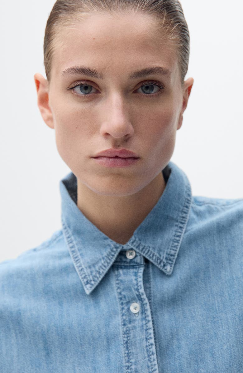 MANGO Oversize Denim Button-Up Shirt, Alternate, color, 