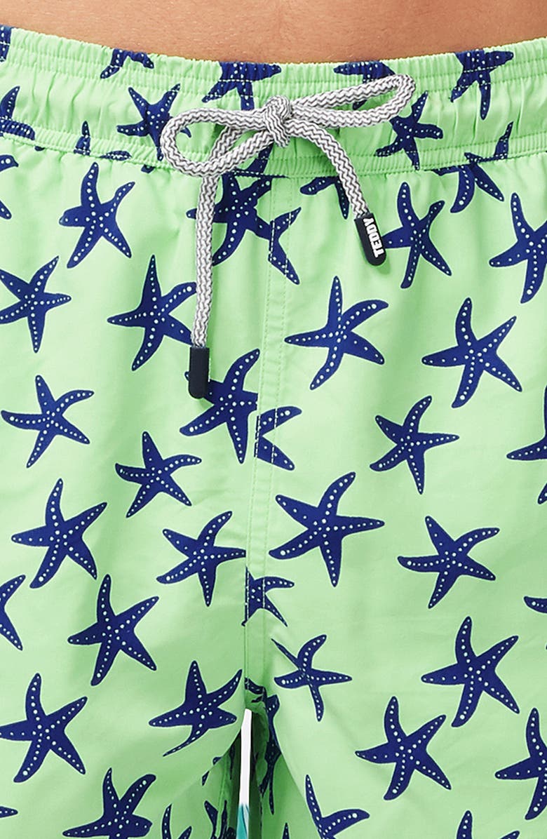 Tom & Teddy Starfish Print Swim Trunks, Alternate, color,