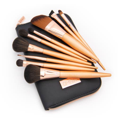 Omnia Brush Rose Gold 9pc Makeup Brush Set In Black
