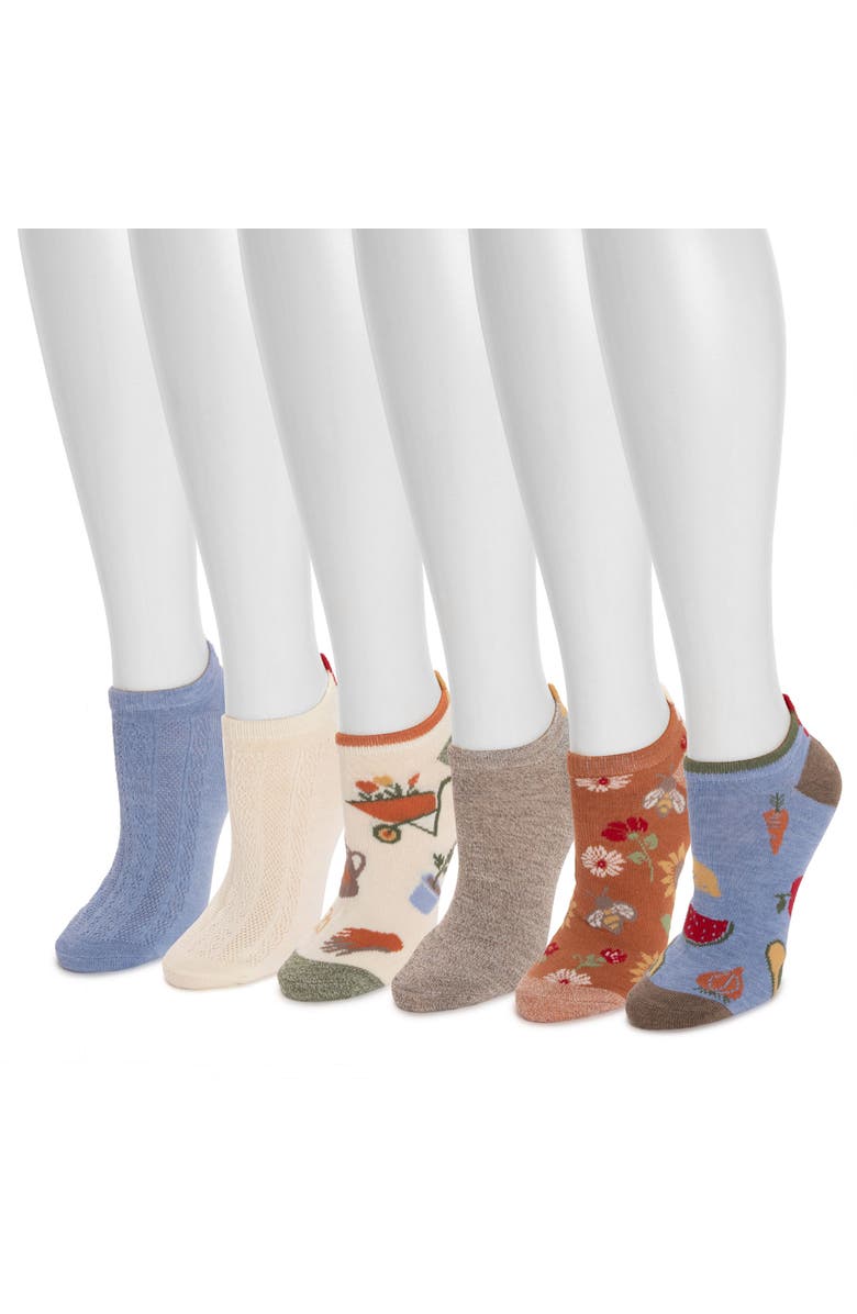 MUK LUKS Women's Low Cut Socks with 3D Tab, 6 Pair Pack, Alternate, color, Multi