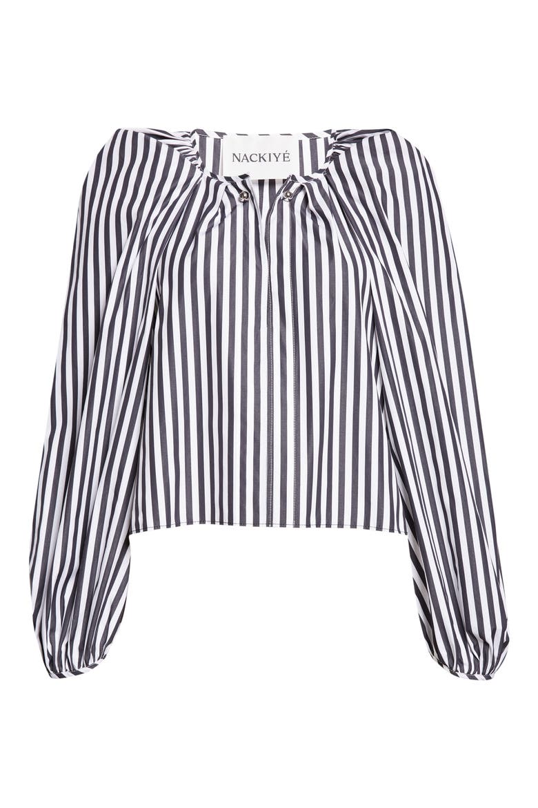 Grand Bazaar Mini Stripe Cotton Top, Alternate, color, BLACK/ WHITE STRIPE