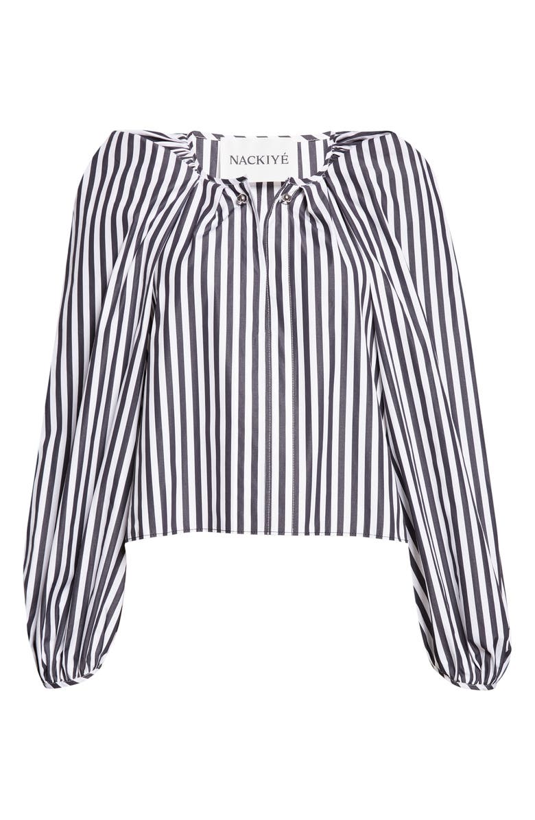 NACKIYÈ Grand Bazaar Mini Stripe Cotton Top, Alternate, color, Black/ White Stripe