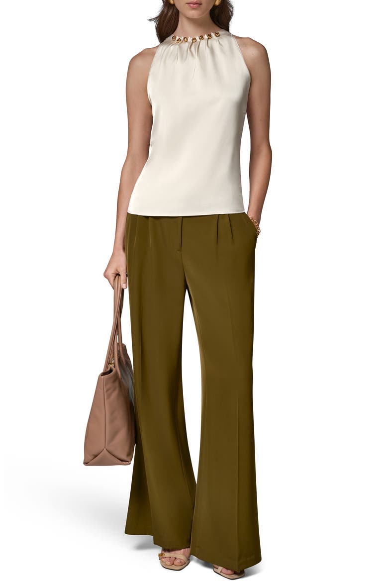 Hardware Neck Satin Blouse, Alternate, color, IVORY