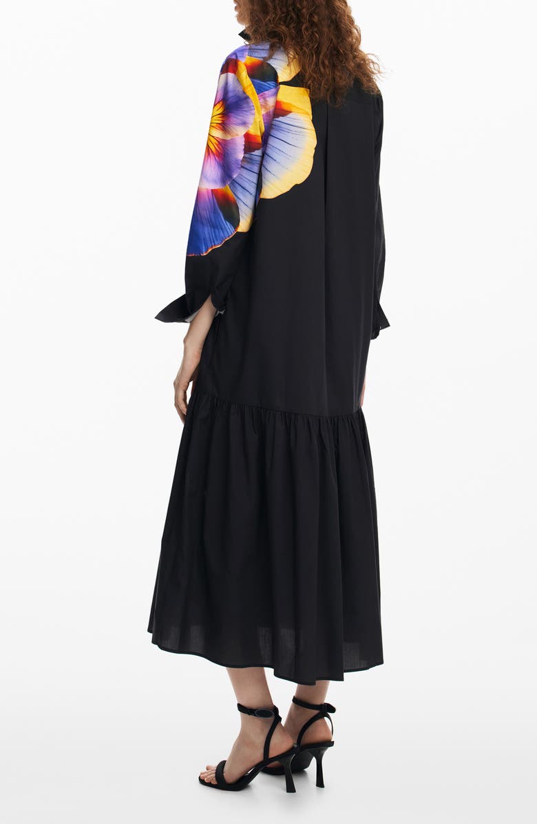 Desigual Pensamiento Floral Print Long Sleeve Shirtdress, Alternate, color,