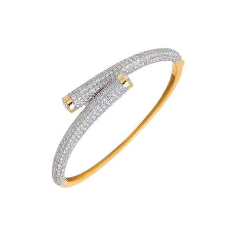 Lab Grown Diamond Pave Interlocked Bangle Bracelet 14K