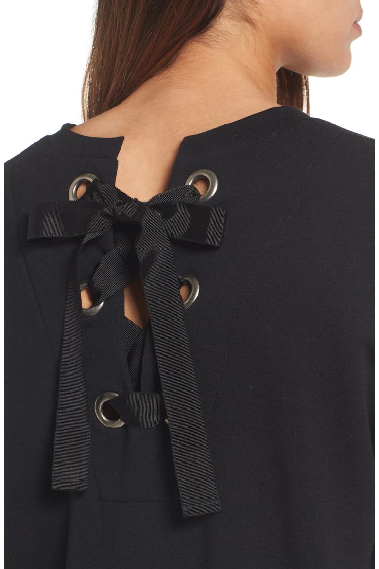 Tie Back Sweatshirt, Alternate, color, BLACK