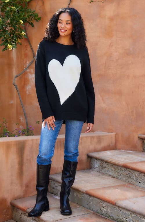 Karen Kane Heart Crewneck Sweater In Multi