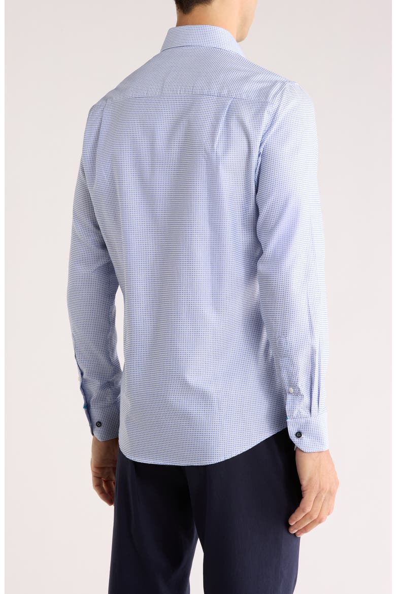 Tailored Fit Diamond Stretch Cotton Dress Shirt, Alternate, color, NAVY