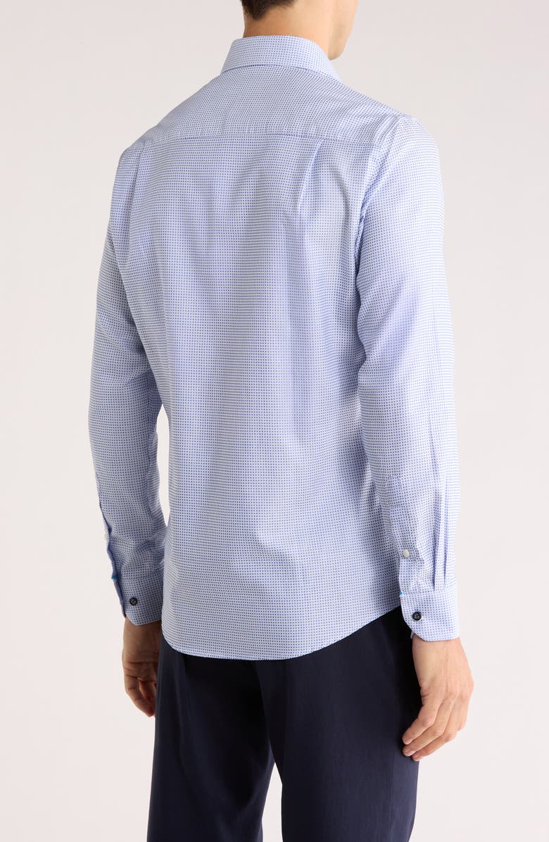 Duchamp Tailored Fit Diamond Stretch Cotton Dress Shirt, Alternate, color, Navy