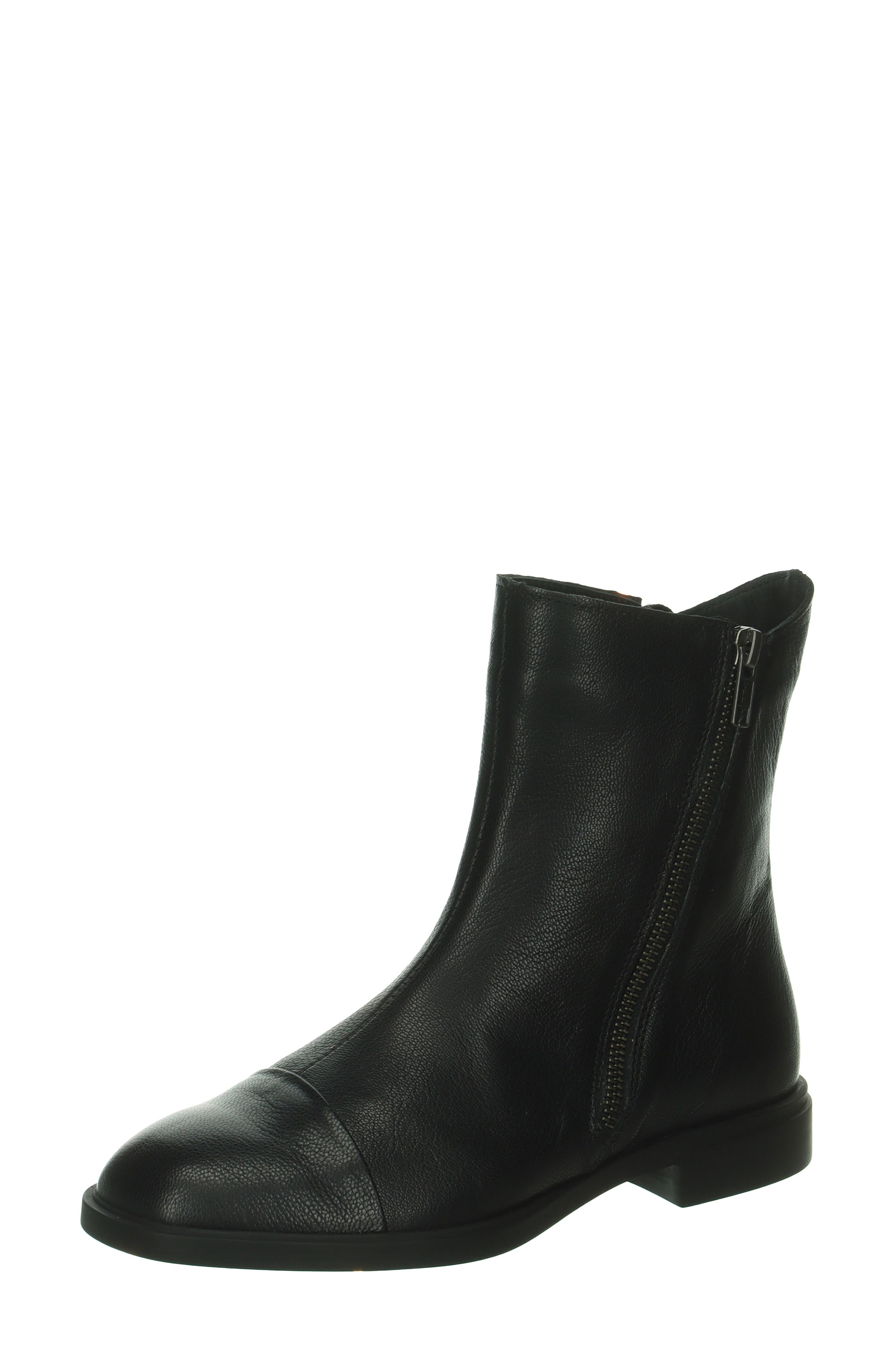 Nina Leather Bootie, Main, color, BLACK