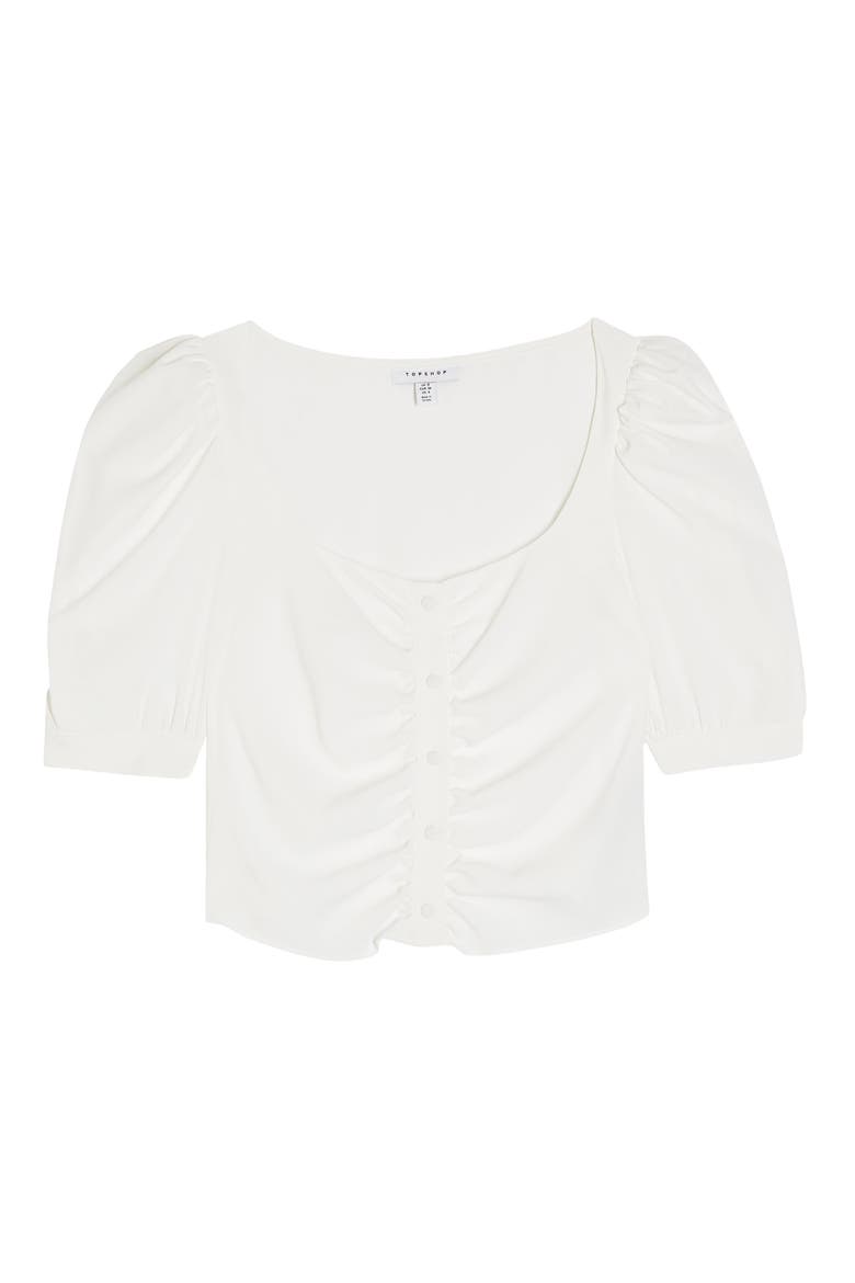 Gathered Crop Prairie Top, Alternate, color, IVORY