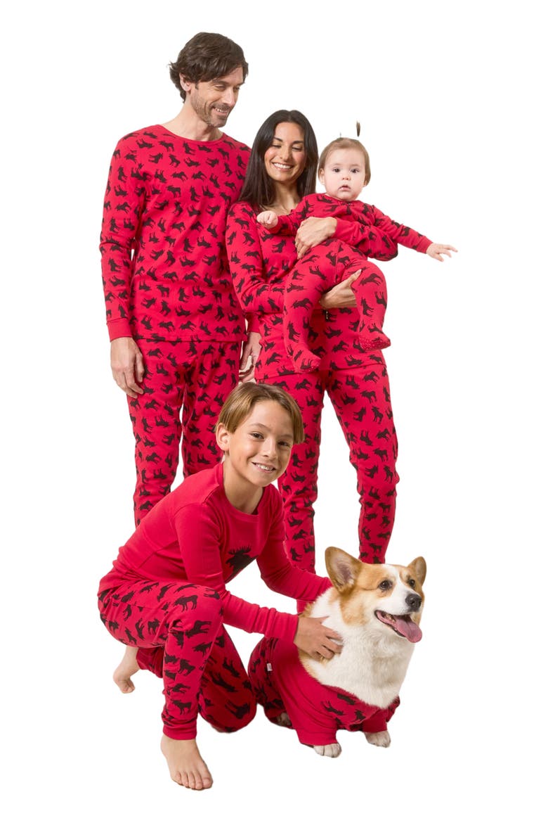 Women's Cotton Matching Family Holiday Pajamas, Reindeer & Moose Prints, Alternate, color, Moose