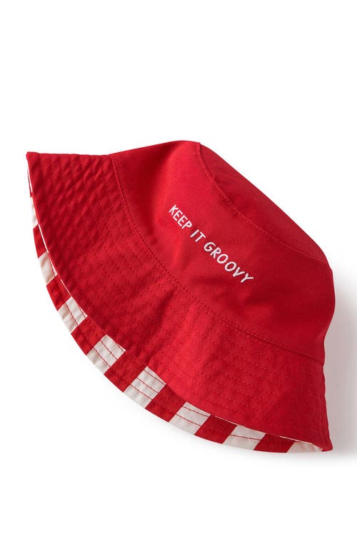 Cotton On Kids Kid's Kids Reversible Bucket Hat In Varsity Red Keep It Groovy