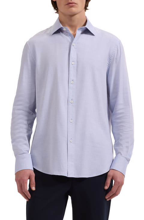 Axel Trim Fit Solid Cotton Blend Button-Up Shirt