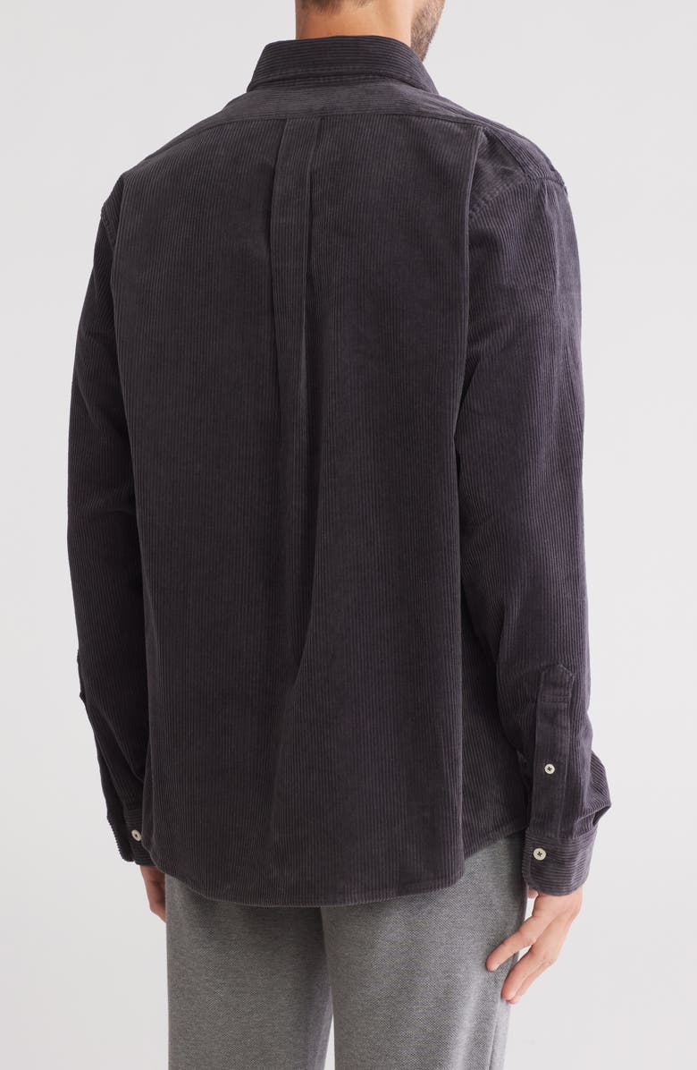 Brooks Brothers Corduroy Long Sleeve Button-Down Shirt, Alternate, color, Charcoal