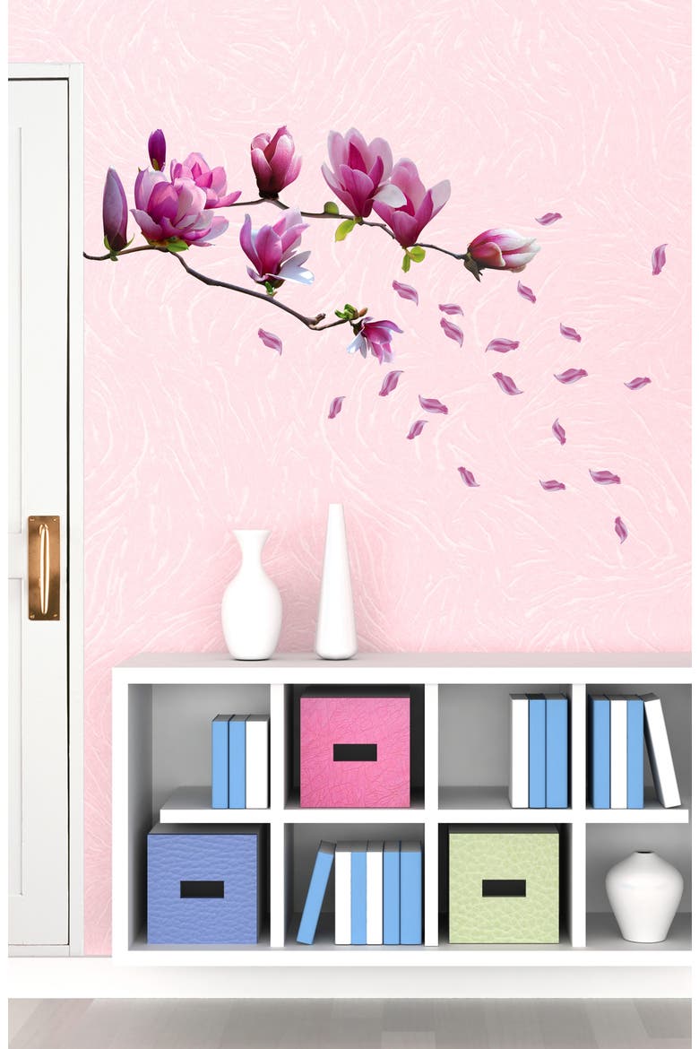 Magnolia Flower Decal Sticker Wall Decoration - Pack of 3, Alternate, color, PINK