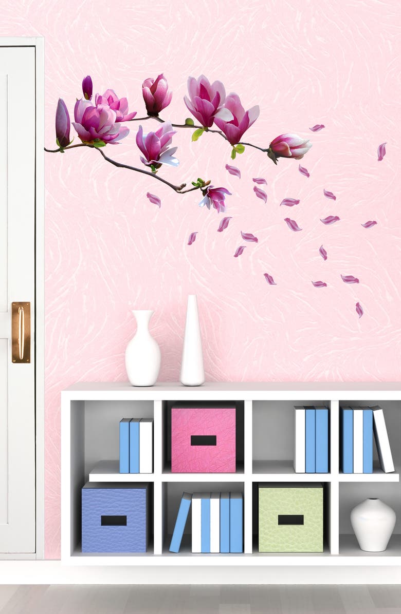 WALPLUS Magnolia Flower Decal Sticker Wall Decoration - Pack of 3, Alternate, color, Pink